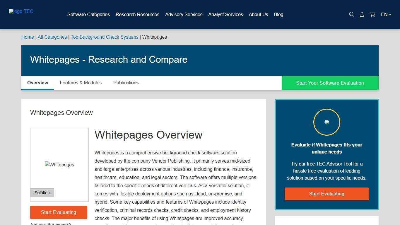 Whitepages - Analyst Reviews, Pricing & Features 2026